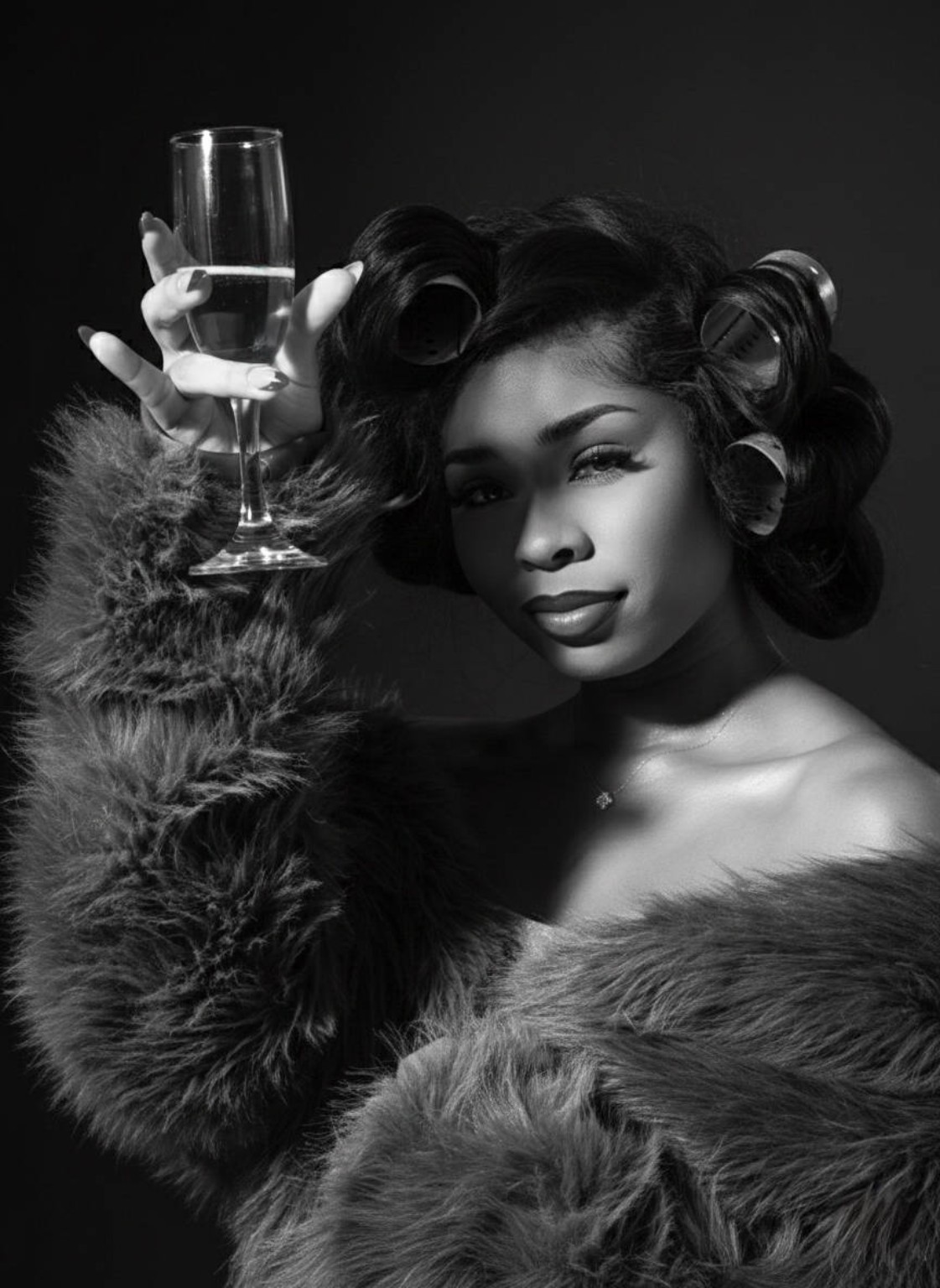 Elegant black and white editorial portrait