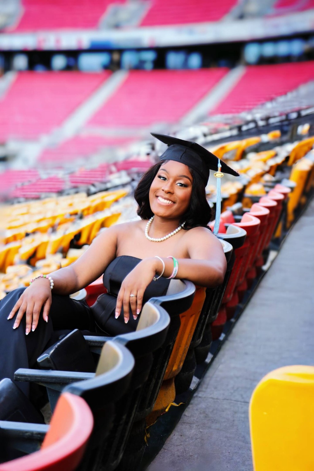 Graduation portrait in stadium seats